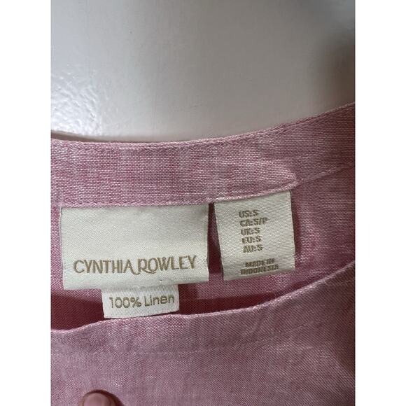 Cynthia Rowley Women’s Linen Blouse Size S Pink Colorful Minimalism Beachy Airy - Picture 5 of 7